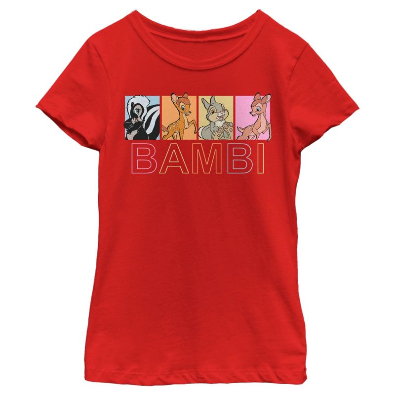 Girl's Bambi Faline, Thumper & Flower Character Boxes T-Shirt, 1 of 6