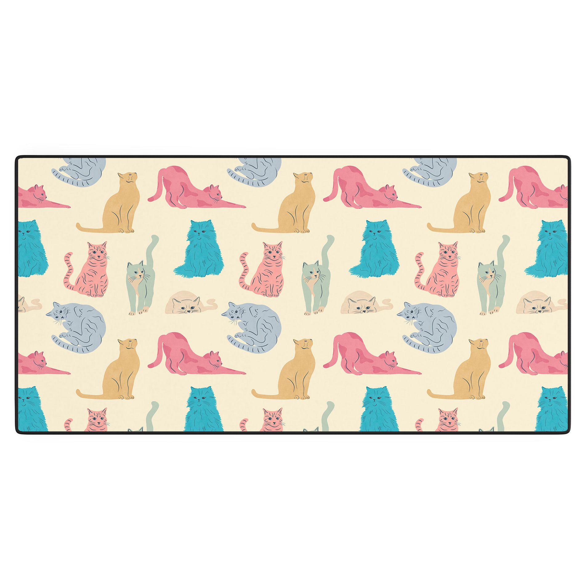 carriecantwell Pastel Cats Pattern Desk Mat