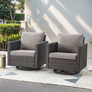 Buenhomino Patio Chairs Wicker Swivel Rocker Set of 2 Heavy Duty Patio Furniture Set Wicker Outdoor Swivel Rocking Chairs for Porch Balcony - 1 of 4