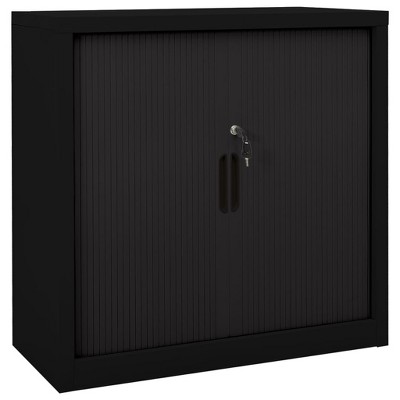 VidaXL Sliding Door Cabinet Black 35.4"x15.7"x35.4" Steel