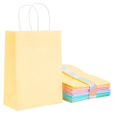 25-Pack Pastel Paper Gift Bags with Handles