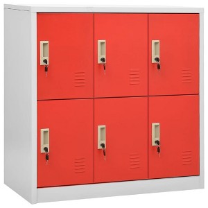 vidaXL Locker Cabinet Set of 2 Light grey and red Steel Locker Cabinet - 1 of 4