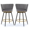 Gray 26" High Bar Stool, Set of 2, 360° Swivel Upholstered Bar Stool - 4 of 4