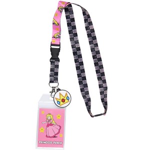 Nintendo Super Mario Princess Peach ID Badge Holder Lanyard w/ Rubber Charm - 1 of 4