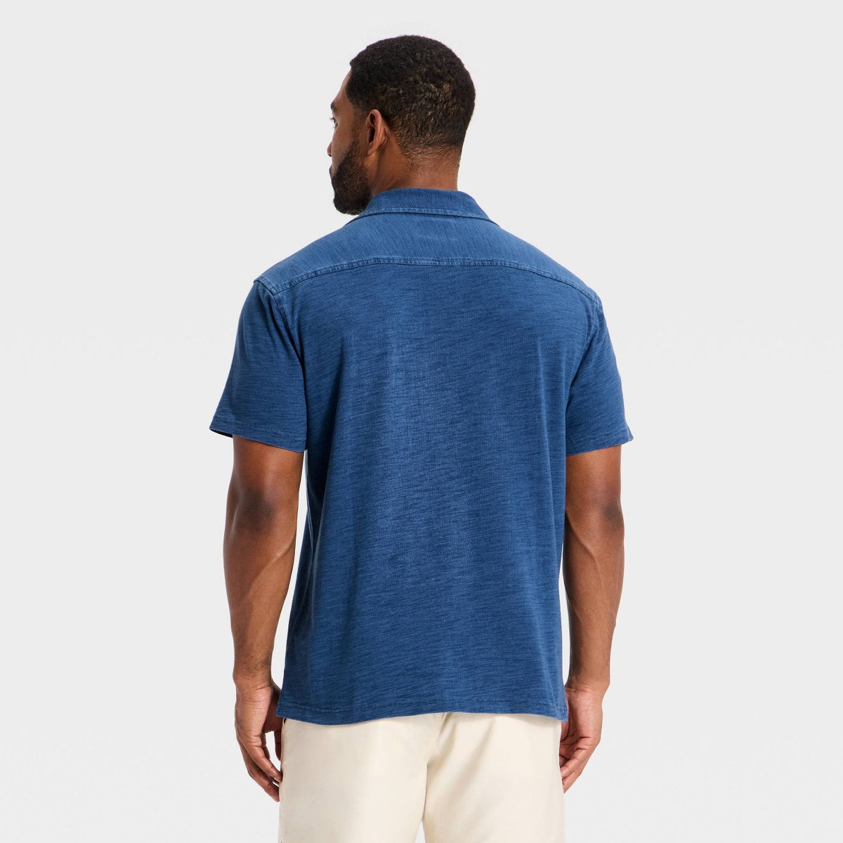 Men's Vintage Short Sleeve Garment Dye Button-Down Shirt - Goodfellow & Co™ Indigo - thumbnail 2