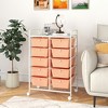 Tangkula 10 Drawers Rolling Cart Classroom Organizers Storage Cart with Wheels for Office Home School Supplies Tool Craft Art Paper Peach Fuzz - 4 of 4
