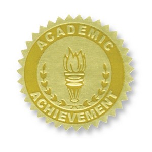 Hayes Publishing Gold Foil Embossed Seals, Academic Achievement, 54 Per Pack - 1 of 3