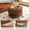 Munora 31.5" Farmhouse Brown Lift-Top Coffee Table - Round Storage Cocktail Table with Steel Legs, Safe Design for Living Room/Office - 4 of 4