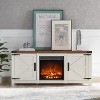 SinCiDo Fireplace TV Stand for 65" TV，Farmhouse Barn Door and Adjustable Partition, with 18" Electric Fireplace TV Stand, for Living Room - 2 of 4