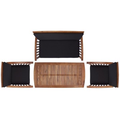 Rocklin 4-Piece Natural & Black Acacia Outdoor Set