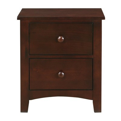 Vynxaria Modern 2-Drawer Nightstand - Dark Oak/Brown Mix Finish, Pine/Pine Veneer + MDF/Plywood/Particle Board, 1pc Bedroom Bedside Table