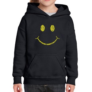 LA Pop Art Girl's Word Art Hooded Sweatshirt - Be Happy Smiley Face - 1 of 4