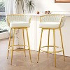 TiramisuBest Set of 2,31" Swivel Bar Stools, Hand-Woven Backrest with Gold Metal Legs, Upholstered Counter Chairs with Footrest for Kitchen(Blue) - 2 of 4