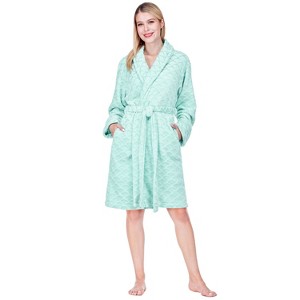 PAVILIA Short Robes for Women, Plush Soft Bathrobe Womens Lightweight, Fluffy Fuzzy Robe Knee Length, Shower Spa - 1 of 4