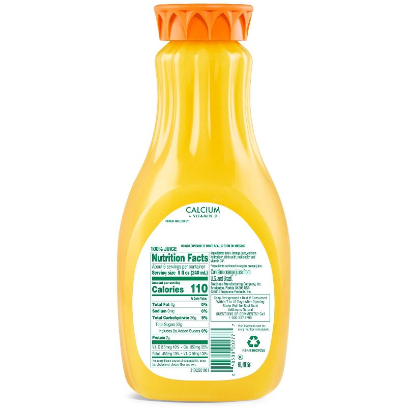 Tropicana Pure Premium Calcium + Vitamin D No Pulp Orange Juice - 52 fl oz, 2 of 4