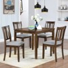 Gulches 5-Piece Walnut Wooden Dining Set for 4 - 34.5" Square Table + 4 Slatted Back Upholstered Chairs, Stable Space-Saving Design - 4 of 4