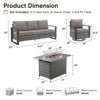 4 Pieces Patio Furniture Set with 41" Propane Fire Pit Table, Deep Seating Wicker Sofa Couch with Swivel Glider Chairs Set Patio Conversation Set - 3 of 4