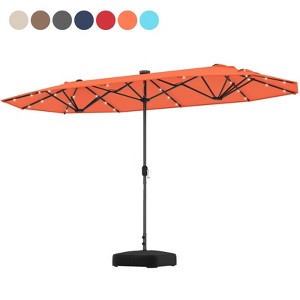 Costway 13FT Double-sided Patio Umbrella with Solar Lights Crank Handle Umbrella Base Beige/Tan/Gray/Wine/Navy/Orange - 1 of 4