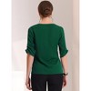 Allegra K Women's Square Split Neck Pleated Short Sleeve Office Work Top - 4 of 4