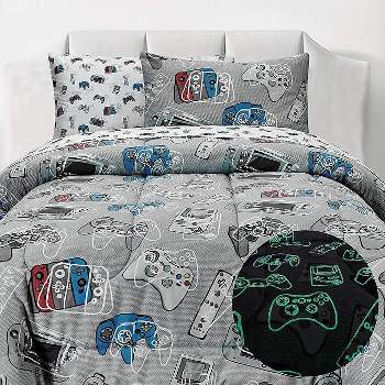 KIDS RULE Gamer Comforter Sheet Set | Game Controllers Print - 100% Softly Brushed Microfiber Polyester
