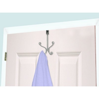 Home Basics Over the Door Double Hanging Hook, Chrome