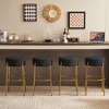30" Tall, Round High Bar Stools, Set of 2 - Contemporary upholstered dining stools for kitchens,Black+Golden - 2 of 4