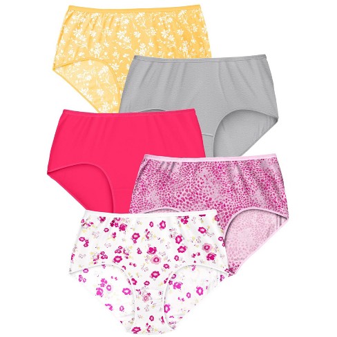 Comfort Choice Women's Plus Size Cotton Brief 5-pack - 14, Pink : Target