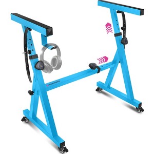 Liquid Stands Keyboard Stand w/ Wheels - Z Style Adjustable & Portable Piano Stand for 54-88 Key Electric Pianos - Rolling Keyboard Stand (Light Blue) - 1 of 4