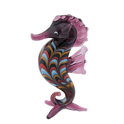 Beachcombers Small. Maroon Seahorse Glass Art