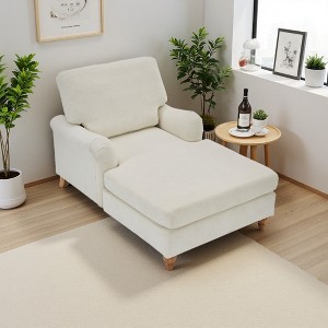 37.4" Chenille Mid-Century Oversized Sleeper Chaise Lounger - 1 of 4