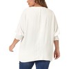 Agnes Orinda Women's Plus Size Chiffon Crew Neck Batwing Ruffle Long Sleeve Casual Blouses - 4 of 4