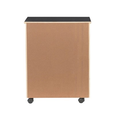 Cary Modern Black Pine Wood 6-Drawer Mobile Storage Cart