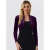 INSPIRE CHIC Women's Long Sleeve Cocktail Party Open Front Cropped Velvet Bolero Shrugs - 2 of 4