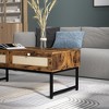 46" Rattan Coffee Table with Metal Frame - Center Rectangular Table with 2 Drawers - 4 of 4