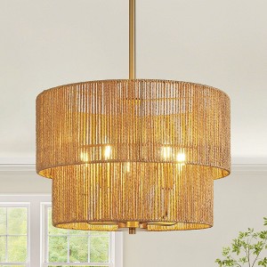 KAISITE Handwoven Rope Pendant Light for Dining Room - 1 of 4