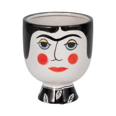 Sagebrook Home 7"Hx6" Diameter, Frida Face Flower Vase, Black/White Finish, Made with Ceramic, Unique Decorative Centerpieces, Home Decor Floral