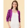 INSPIRE CHIC Women's Elegant 3/4 Sleeve Sheer Floral Lace Open Front Crop Shrug - 2 of 4