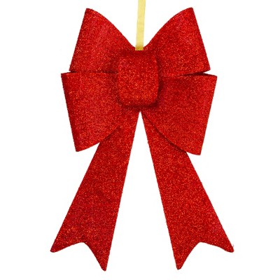 Northlight 26" LED Lighted Red Tinsel Bow Christmas Decoration