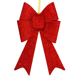Northlight 26" LED Lighted Red Tinsel Bow Christmas Decoration - 1 of 4