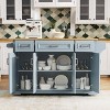 Okak Rubber Wood Texture Kitchen Island with Drop Leaf & Rack,Rolling Kitchen Cart with Wheels & Drawers,Storage Cabinet Folding Dining Table - 3 of 4