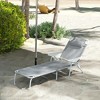 Resenkos Folding Chaise Lounge, Outdoor Sun Tanning Chair, 4-Position Reclining Back, Armrests, Removable Pillow, Light Gray - 3 of 4