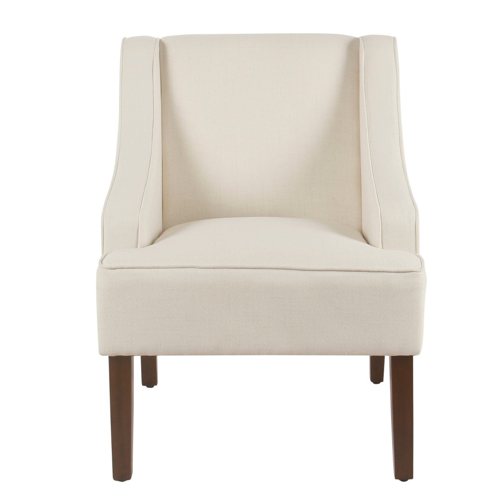 Photos - Coffee Table HomePop Classic Swoop Arm Accent Chair Cream: Upholstered Polyester, Plywo