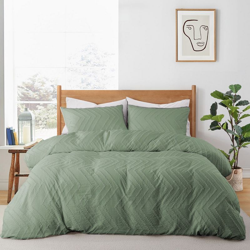 Peace Nest Tufted Microfiber Clipped Duvet Cover Set with Zipper Closure & Corner Ties, 1 of 8