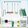 Metal Swing Set with Slide, Saucer Swing Seat, Heavy Duty A-Frame Stand and Adjustable Rope for Backyard - 3 of 4