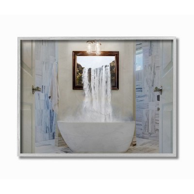 Stupell Industries Bathtub Waterfall Abstract Bathroom Photograph