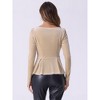 INSPIRE CHIC Women's Elegant Sweetheart Neck Long Sleeve Velvet Peplum Top - 3 of 4