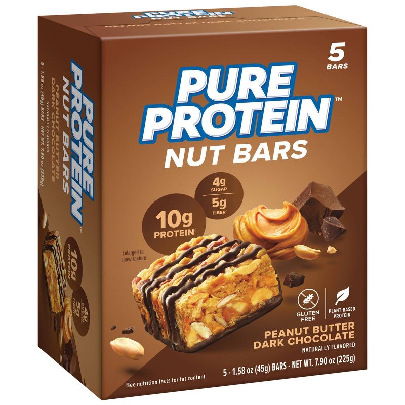 Pure Protein Nut Bar - Peanut Butter Dark Chocolate - 5ct, 4 of 7