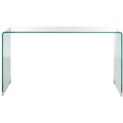 Huck Clear Tempered Glass Console Table with Rounded Corners
