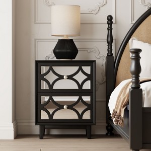 JIONJOY Modern Mirror Nightstand - 2-Drawer Fully Assembled, Accent Front Design & 40lb Capacity - 1 of 4