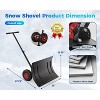 Coucheta 29 Inch Heavy Duty Metal Snow Shovel with Wheels, Adjustable Handle & 5-Position Blade, Orange Snow Pusher for Driveway Sidewalk - 3 of 4